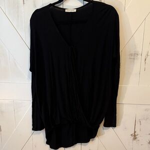 Michael Stars Like Black Tie Front Drape Blouse